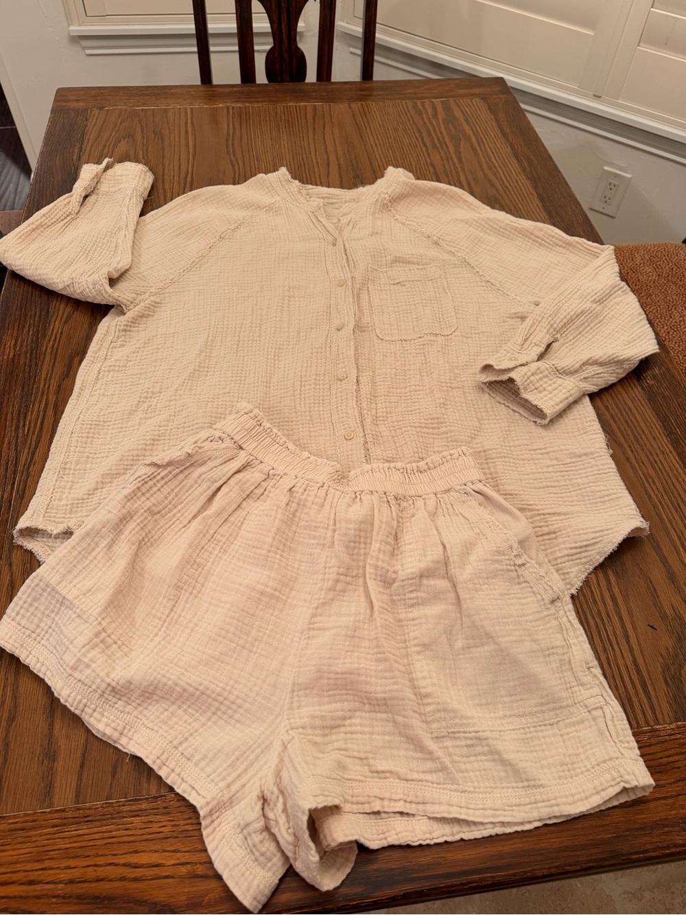 aerie Gauzy Button-Down Shirt and Shorts Set